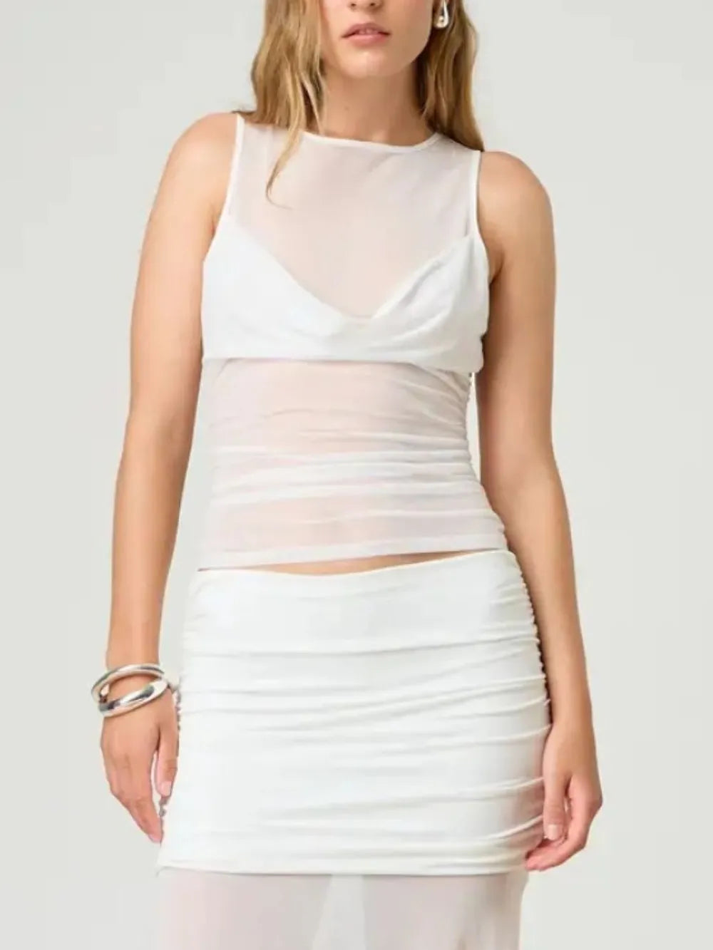 TEEK - Ruched Round Neck Tank TOPS TEEK Trend