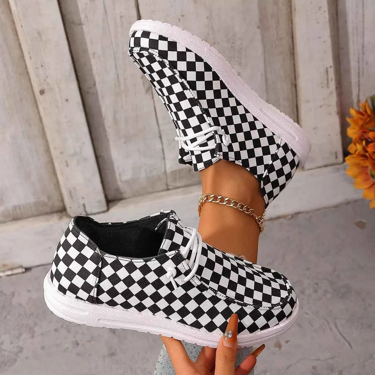 TEEK - Checkerboard Pattern Casual Sneakers SHOES TEEK Trend
