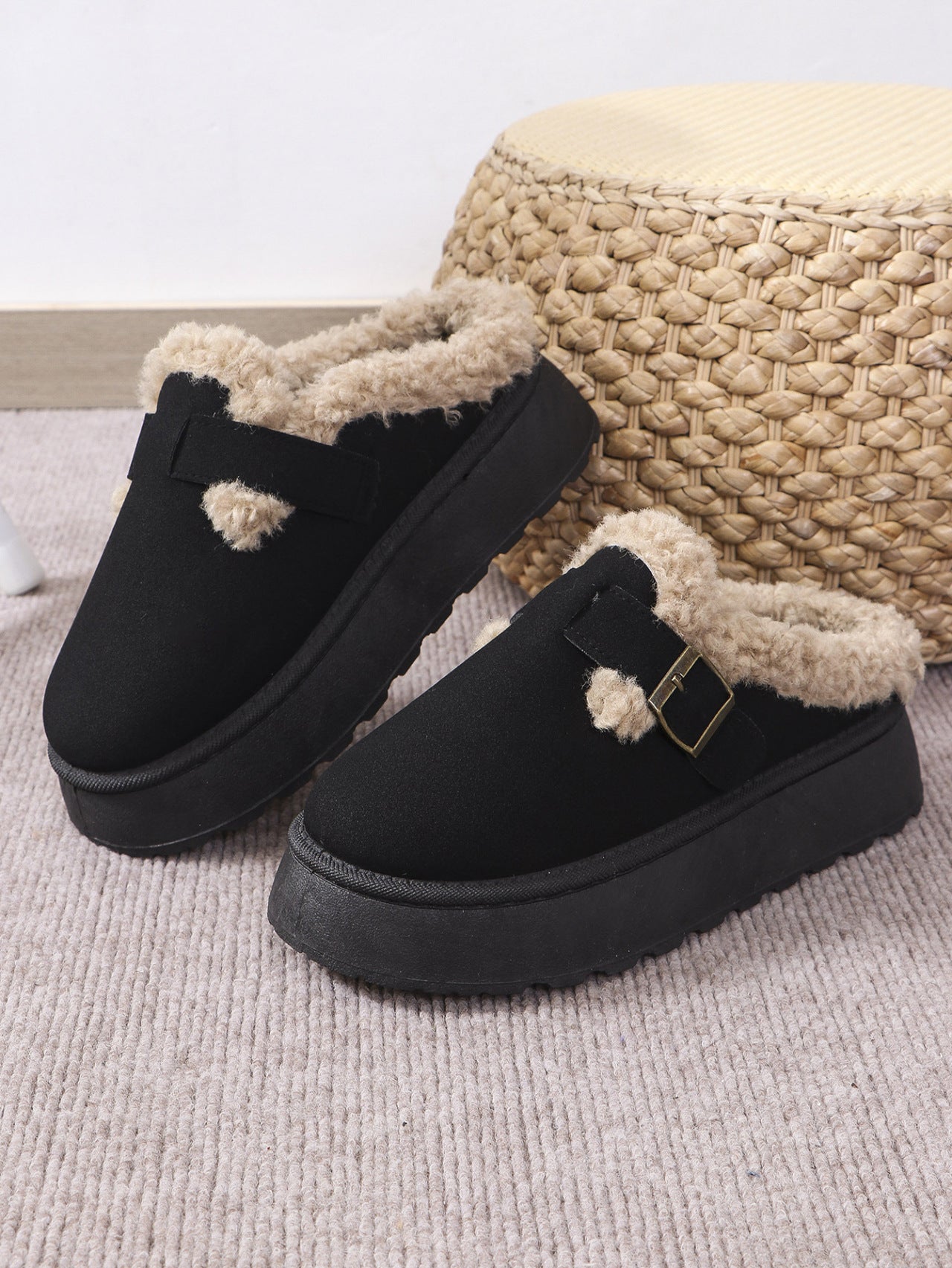 TEEK - Thermal Fuzzy Buckle Platform Slippers SHOES TEEK Trend