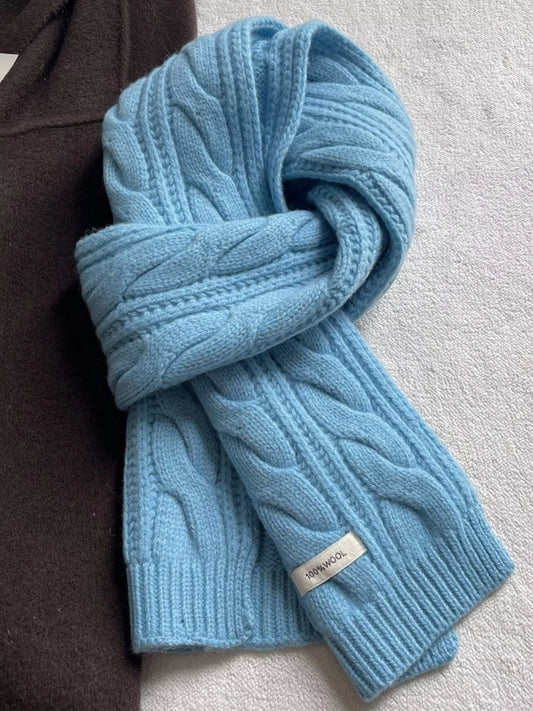 TEEK - Wool Cable Knit Winter Scarf SCARF TEEK Trend Azure Blue ONESIZE