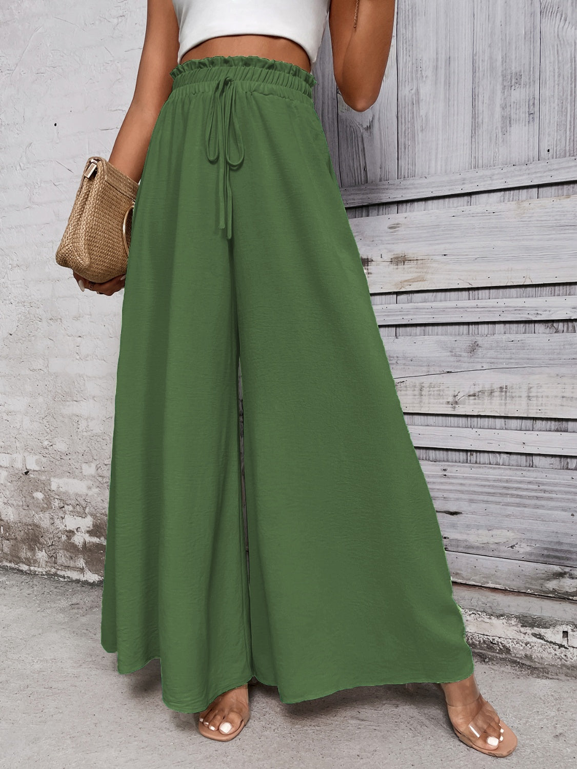 TEEK - Tied High Waist Wide Leg Pants PANTS TEEK Trend   