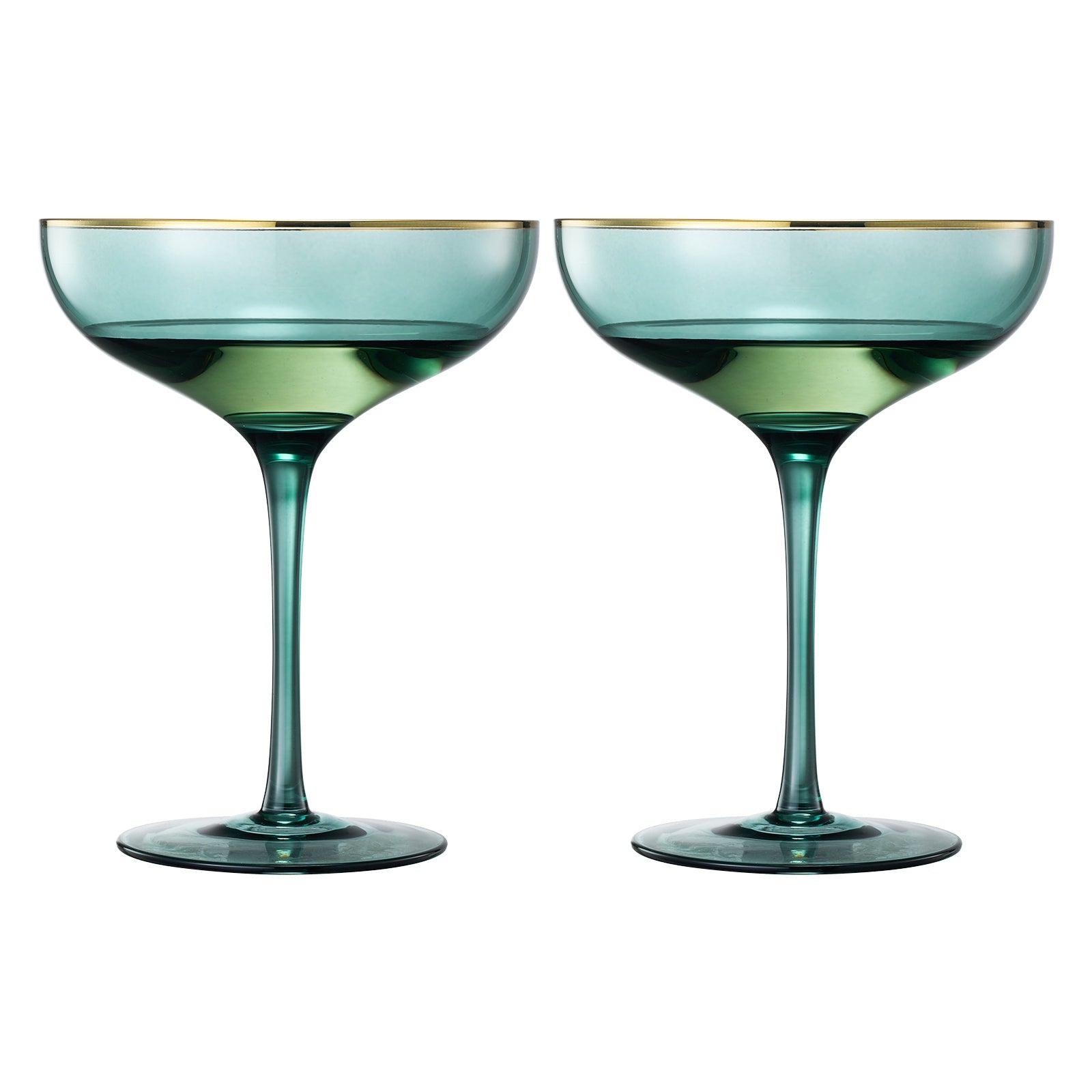 TEEK - Palazzo Champagne Coupe Cocktail Glassware Set | Green HOME DECOR TEEK KS