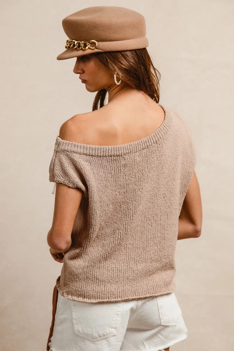 TEEK - Latte One Side Off Shoulder Knit Top TOPS TEEK Trend