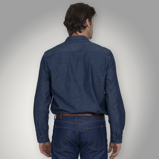 TEEK - Fitted Chambray Button Up - Dark Wash TOPS TEEK DDA