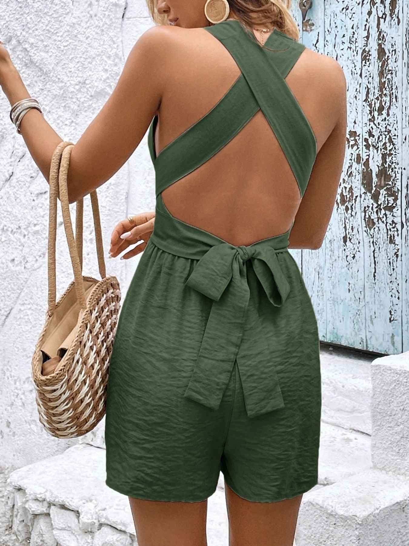 TEEK - Crisscross Back Sleeveless Romper JUMPSUIT TEEK Trend