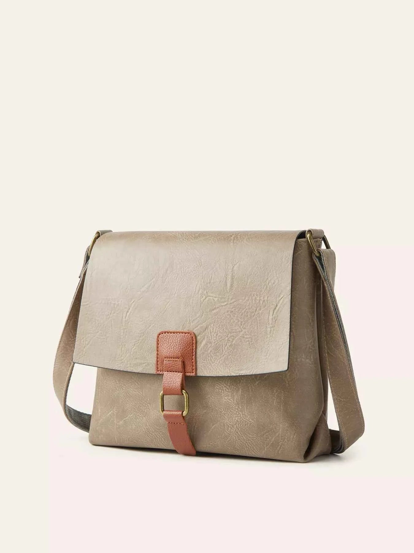 TEEK - Vintage Buckle Flap Crossbody Bag BAG TEEK Trend Light Gray ONESIZE
