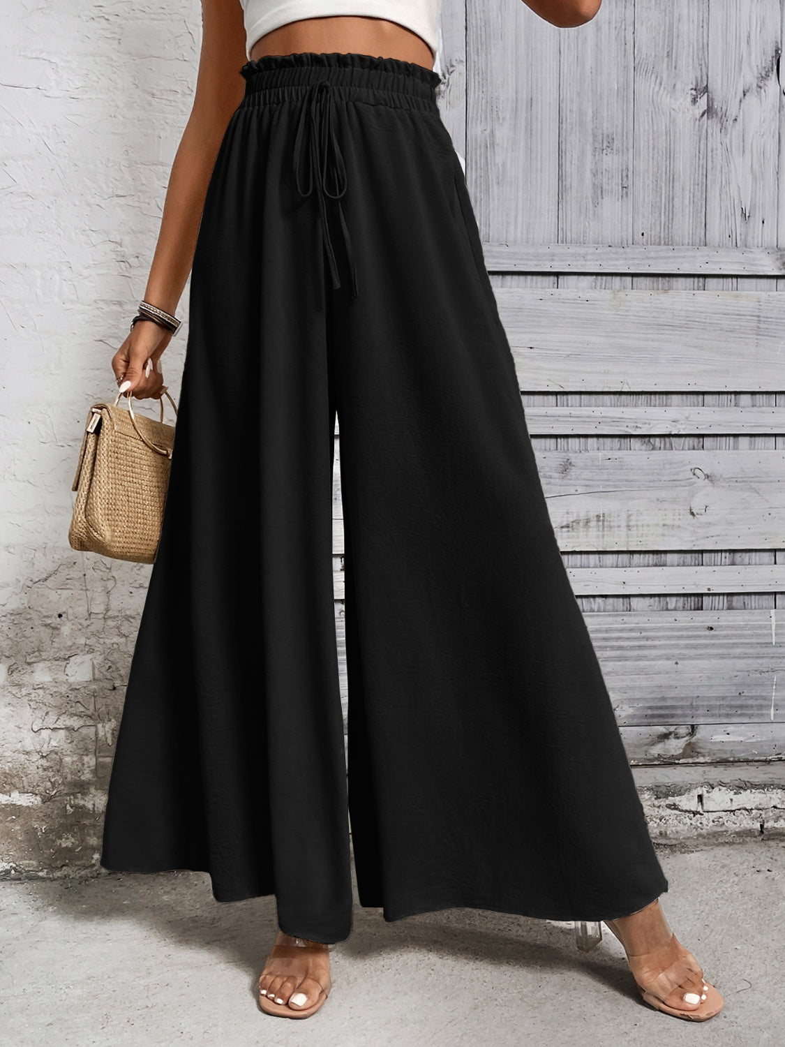 TEEK - Tied High Waist Wide Leg Pants PANTS TEEK Trend   