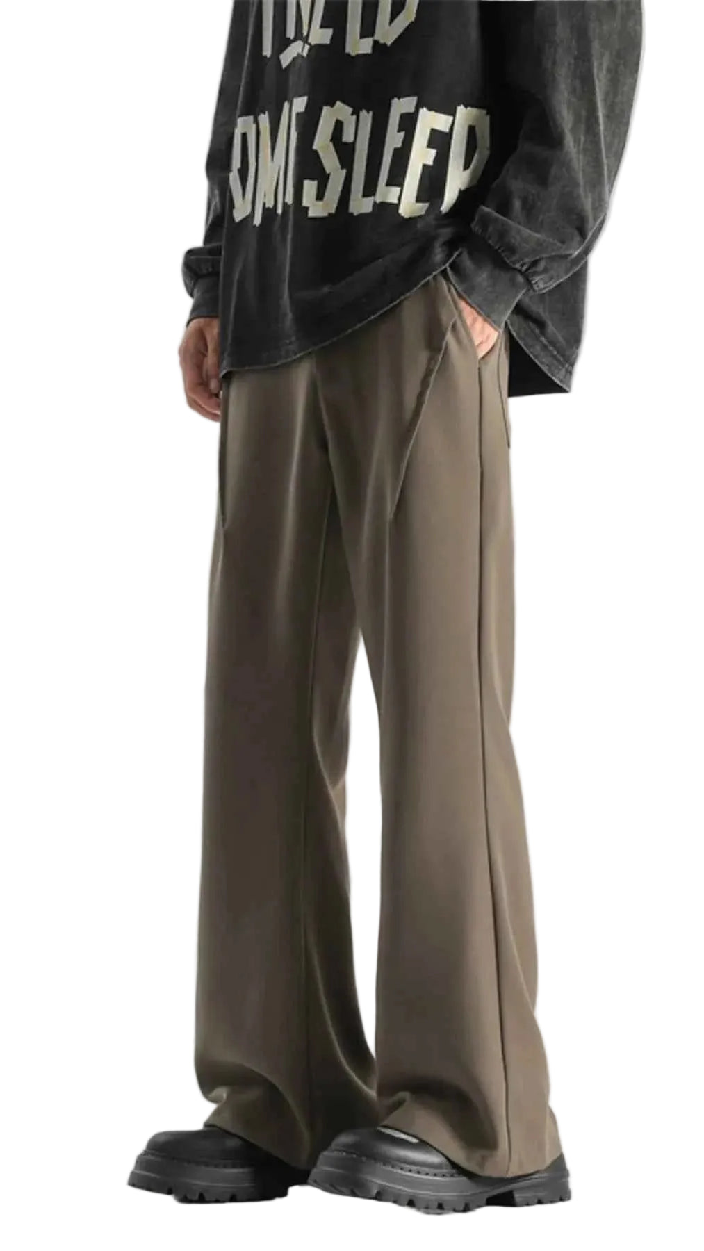 TEEK - Mens Full Size Wide Leg Casual Pants Plus Size PANTS TEEK Trend Coffee S