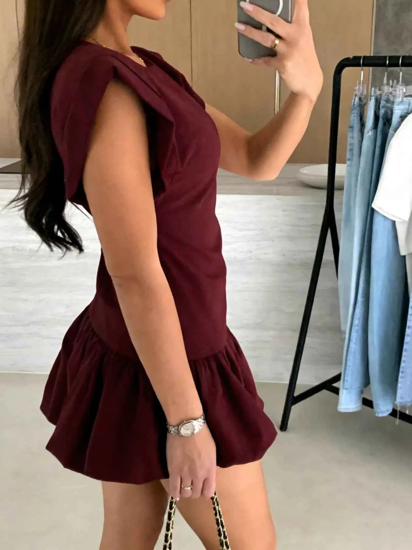 TEEK - Ruffle Hem Mini Dress DRESS TEEK Trend