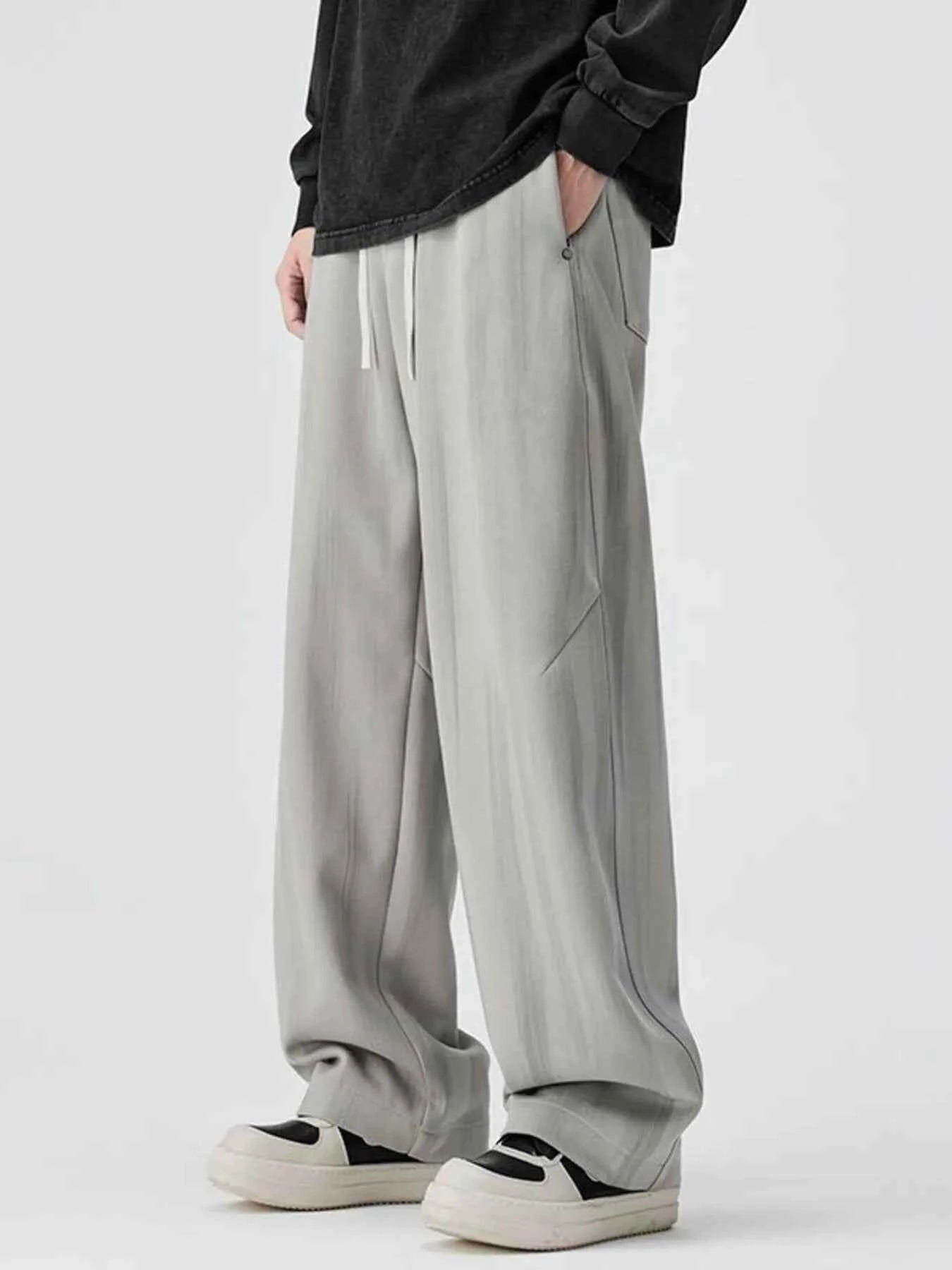 TEEK - Mens Plus Size Relaxed Fit Drawstring Casual Pants PANTS TEEK Trend Light Gray M