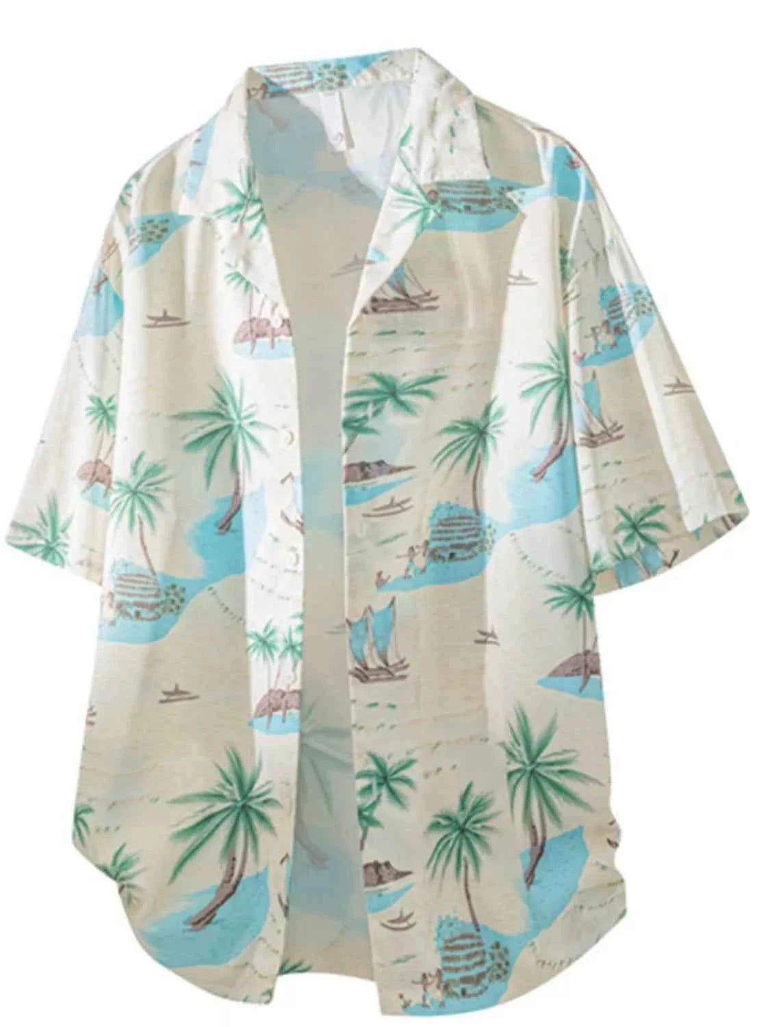 TEEK - Mens Tropical Print Short Sleeve Shirt TOPS TEEK Trend Pastel Blue S