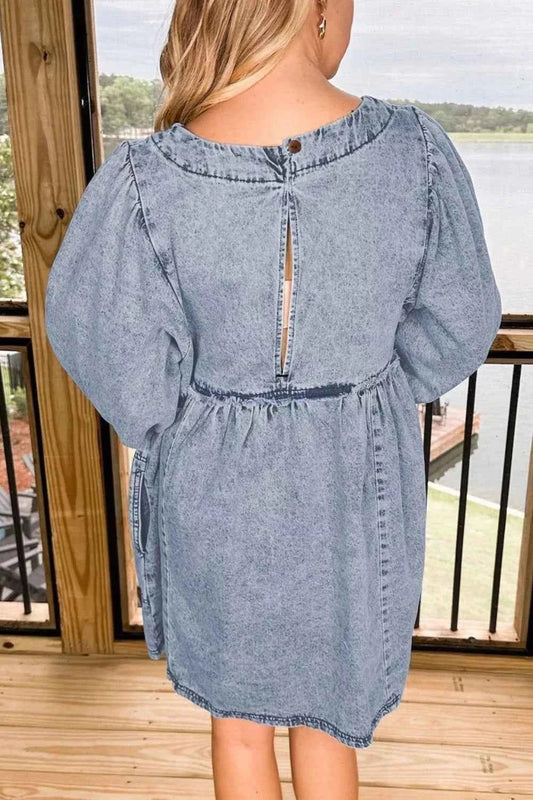 TEEK - Vintage Wash Denim Dress with Pockets DRESS TEEK Trend