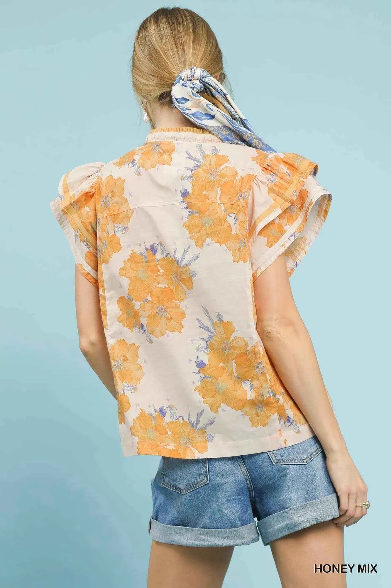 TEEK - Mix Floral Ruffle Sleeve Blouse TOPS TEEK Trend