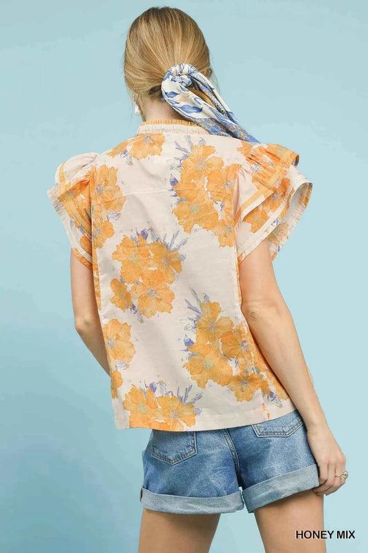 TEEK - Mix Floral Ruffle Sleeve Blouse TOPS TEEK Trend