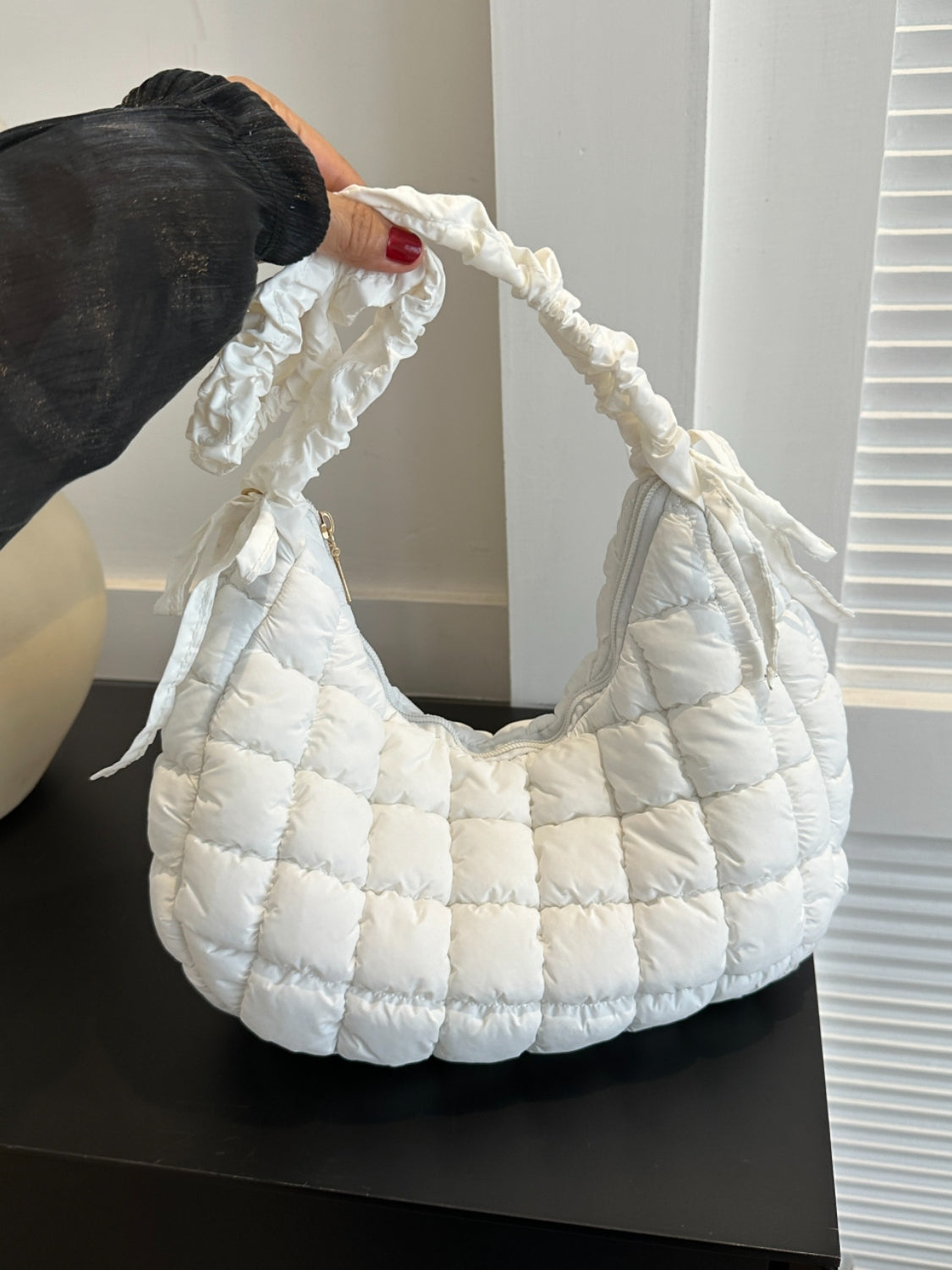 TEEK - Bubble Texture Ruched Strap Quilted Shoulder Bag