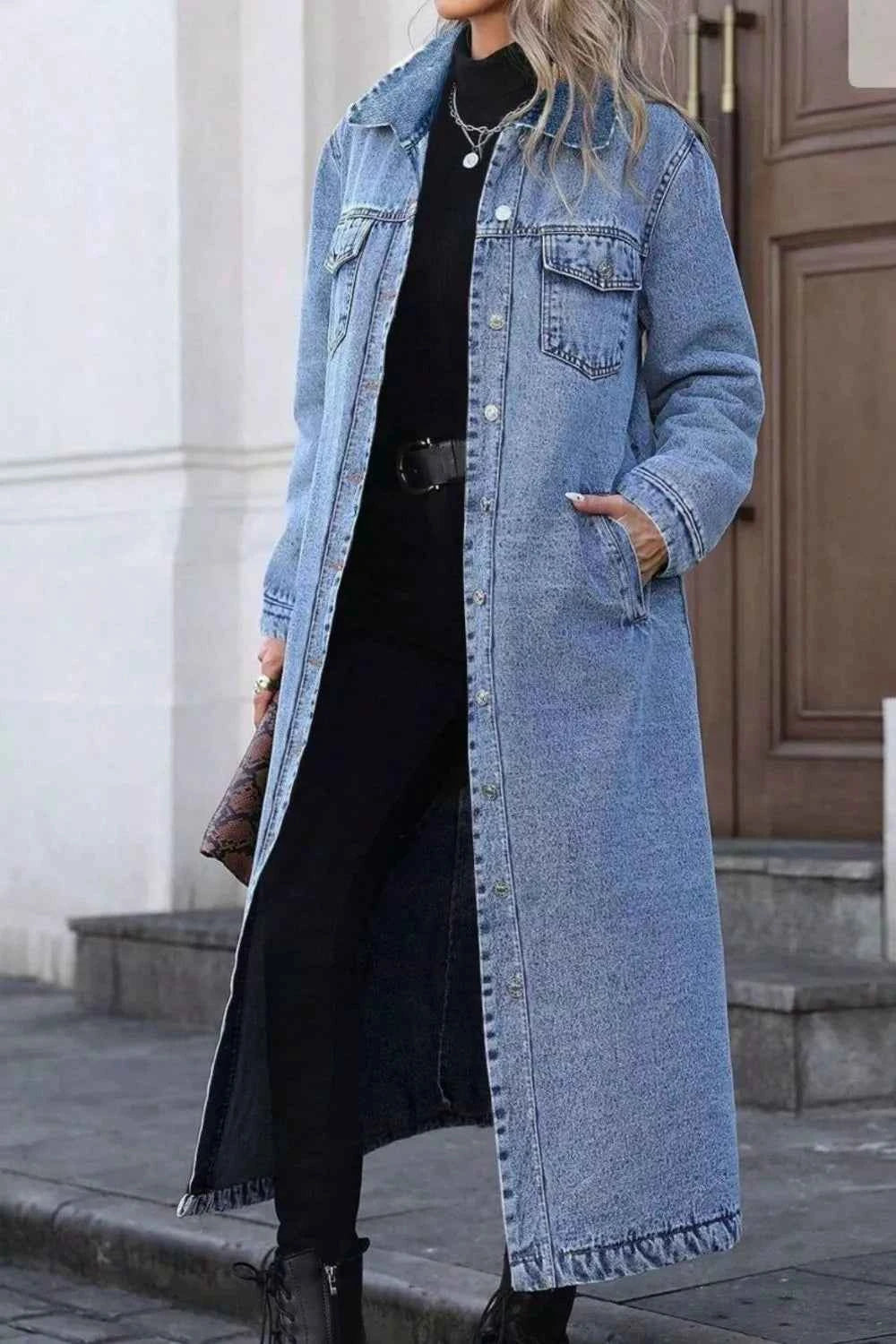 TEEK - Longline Button-Front Denim Coat COAT TEEK Trend