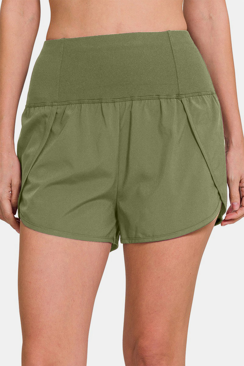 TEEK - L. Olive High-Waisted Zippered Back Pocket Active Shorts SHORTS TEEK Trend   