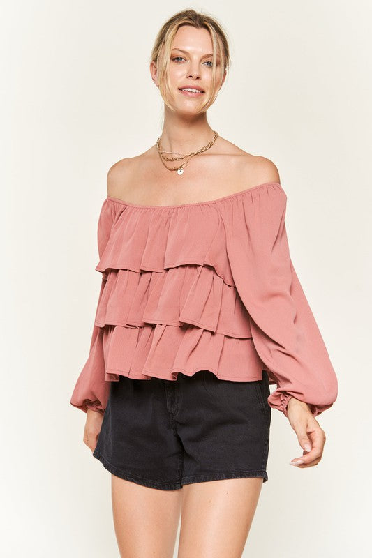 TEEK - Tiered flounce designed Blouse TOPS TEEK FG   