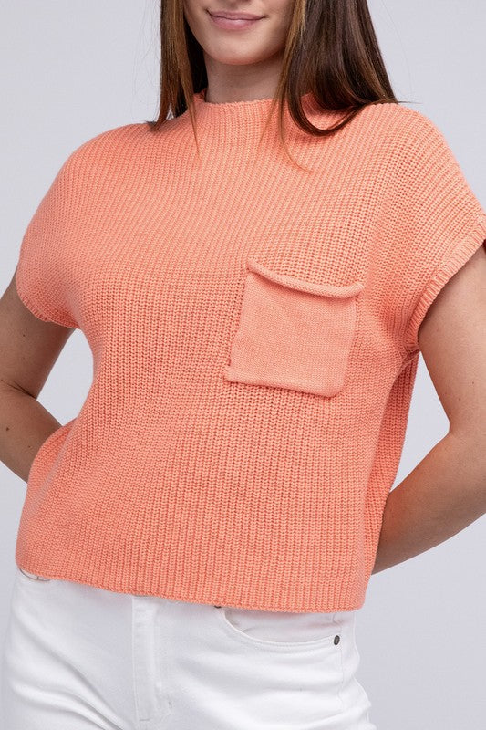 TEEK - Mock Neck Short Sleeve Cropped Sweater SWEATER TEEK FG   