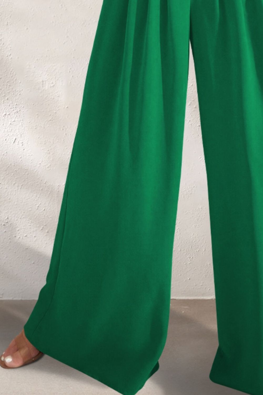 TEEK - High Waist Wide Leg Pleated Pants PANTS TEEK Trend Mid Green S 