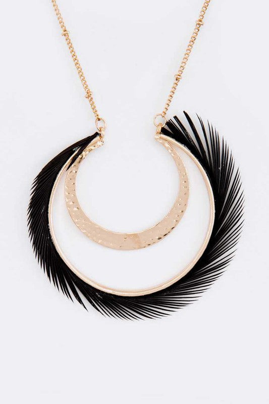 TEEK - Black Feather Circle Necklace Set SET TEEK FG   