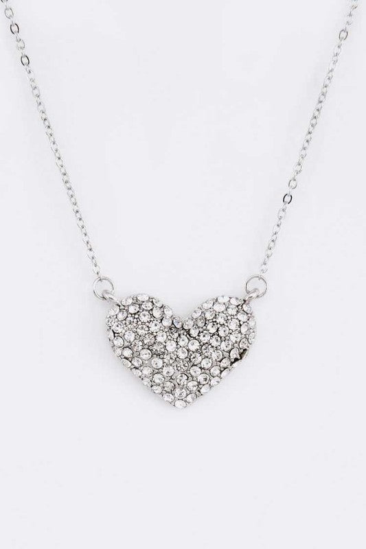 TEEK - Crystal Heart Pendant Necklace Set JEWELRY TEEK FG Rhodium  