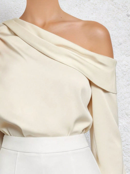 One-Shoulder Long Sleeve Blouse Trendsi