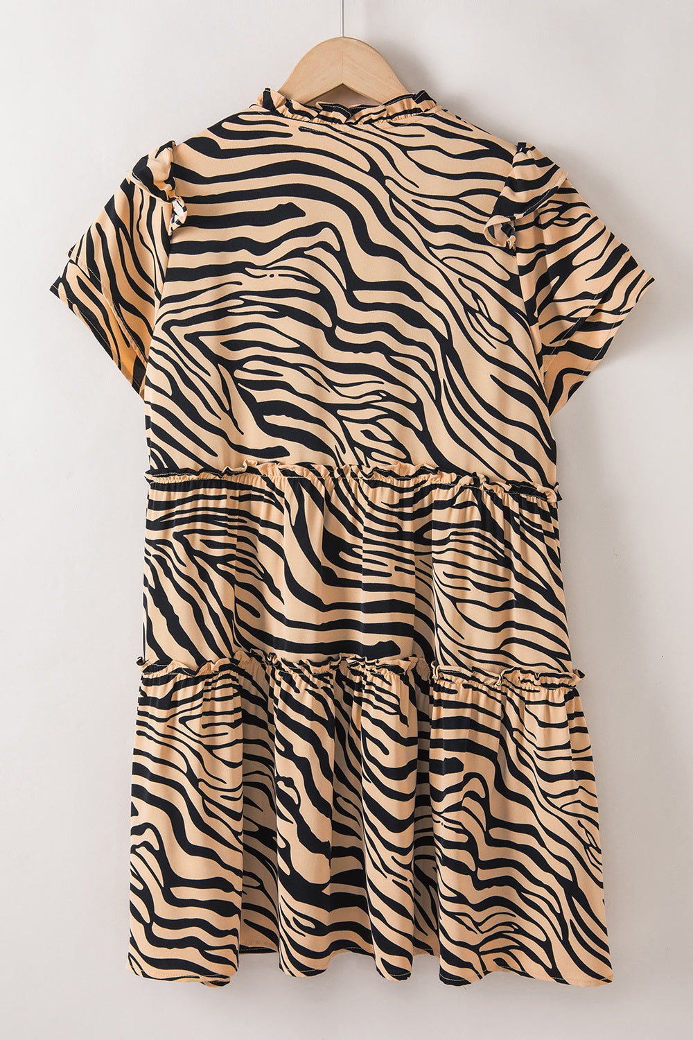 TEEK - Ruffled Tiger Print Tie Neck Dress DRESS TEEK Trend   