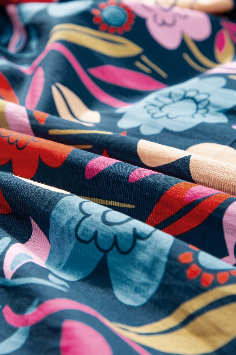 TEEK - Multicolor Printed Notched Puff Sleeve Dress DRESS TEEK Trend   