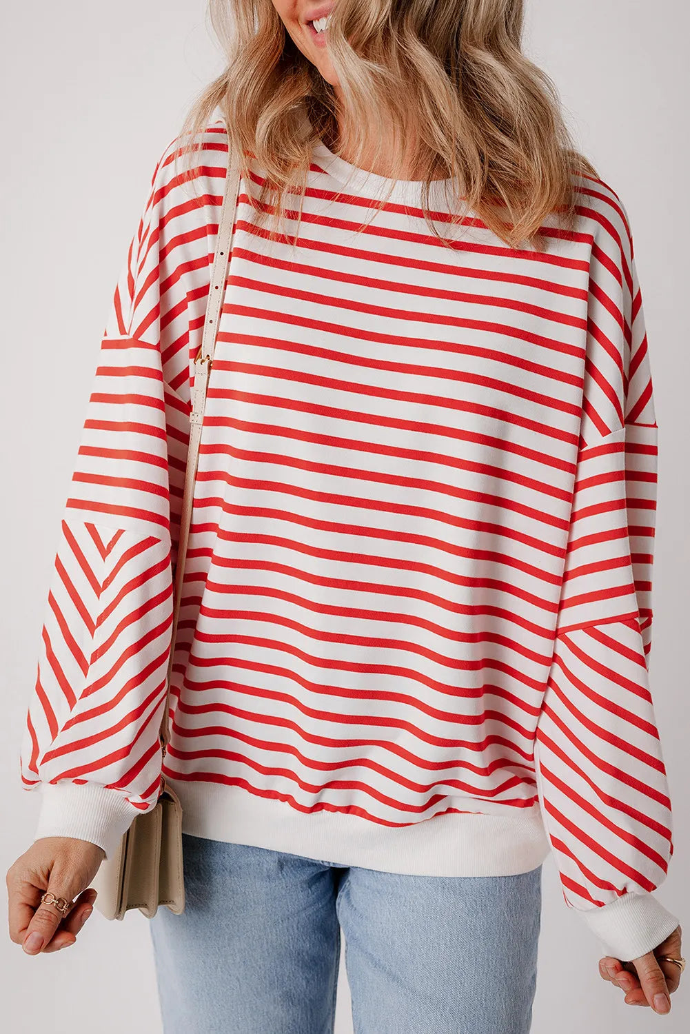 TEEK - Striped Dropped Shoulder Long Sleeve Sweatshirt TOPS TEEK Trend   