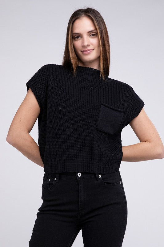 TEEK - Mock Neck Short Sleeve Cropped Sweater SWEATER TEEK FG   