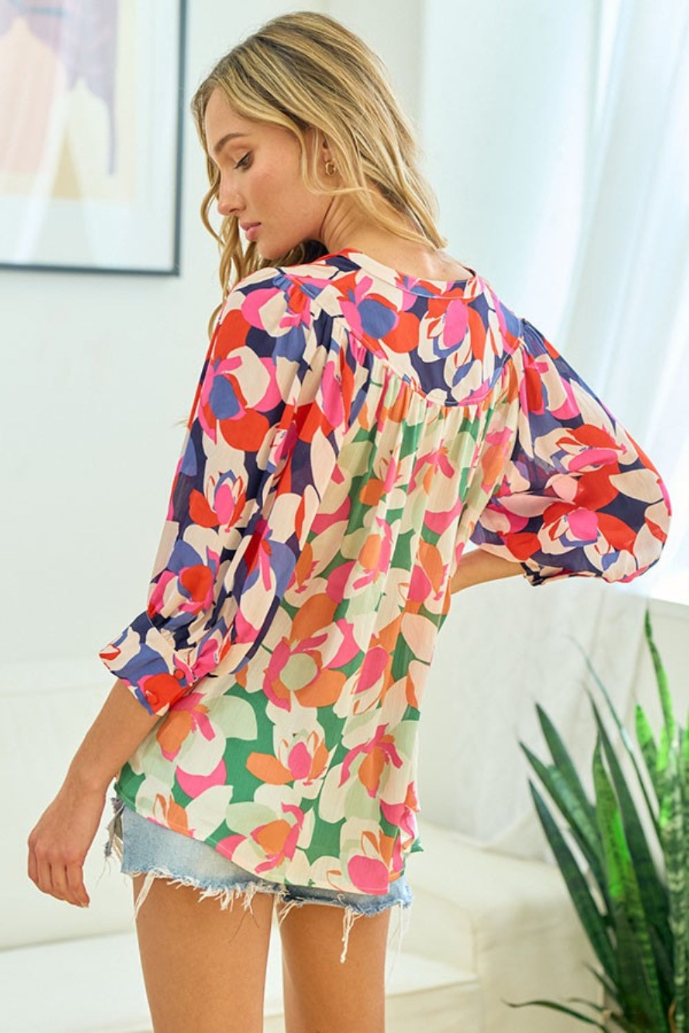 TEEK - Multicolor Floral Button Down Satin Shirt TOPS TEEK Trend   