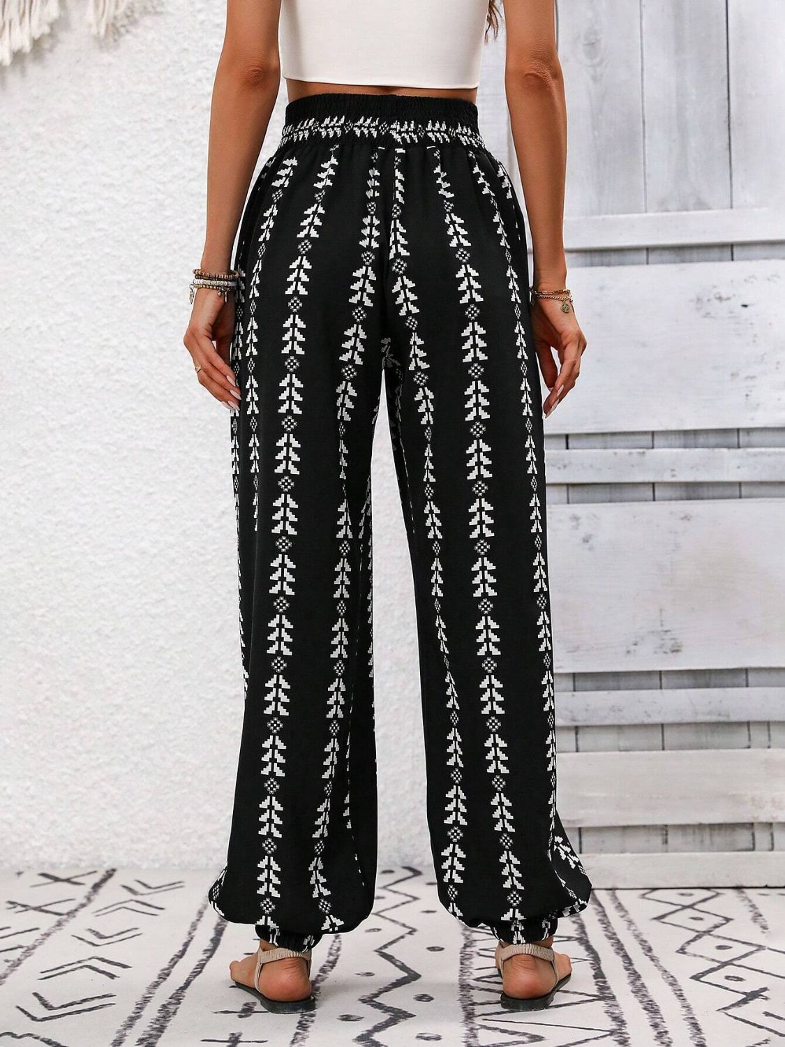 TEEK - Tied Printed High Waist Pants PANTS TEEK Trend   