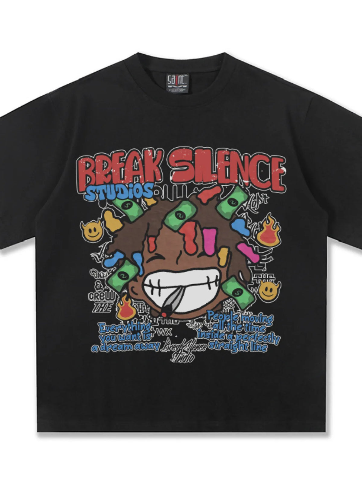 Men's Break Silence Graphic Relaxed Fit T-Shirt Trendsi