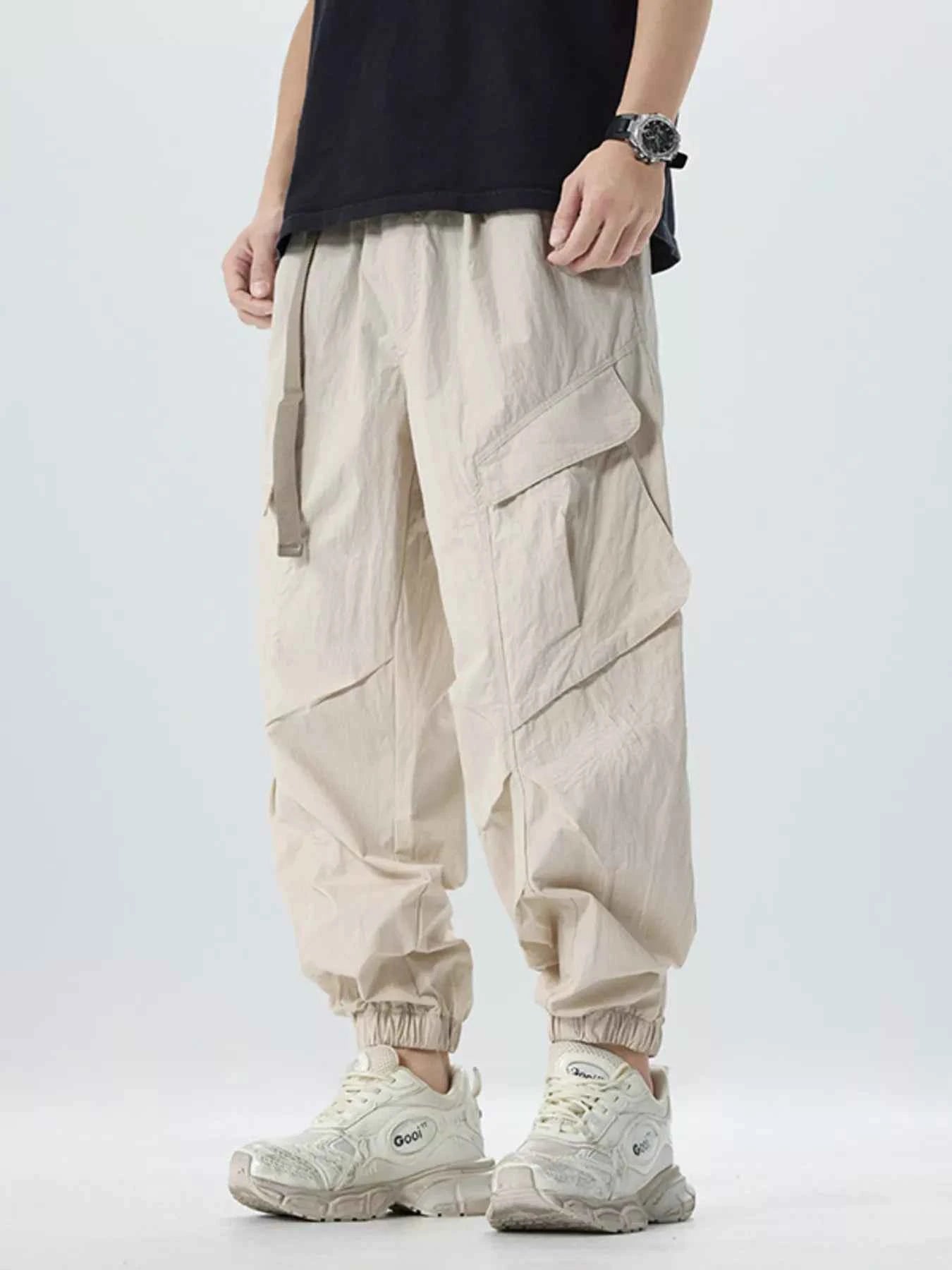 TEEK - Mens Full Size Lightweight Cargo Pants with Adjustable Belt Plus Size PANTS TEEK Trend