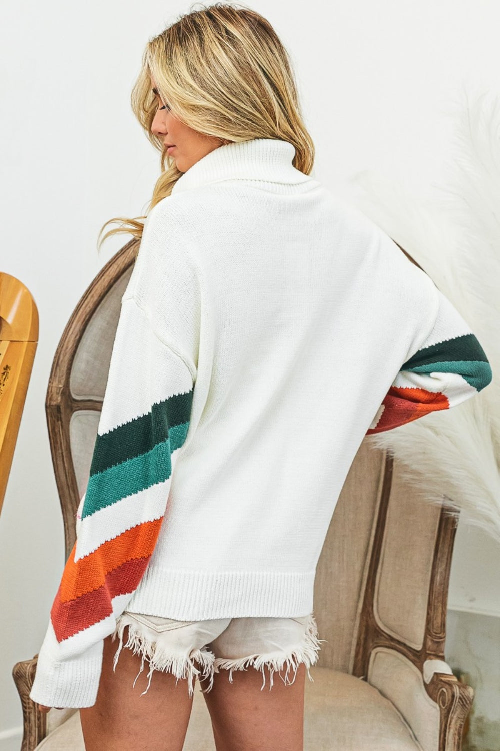 TEEK - Jade/Rust Combo Chevron Pattern Sweater SWEATER TEEK Trend   