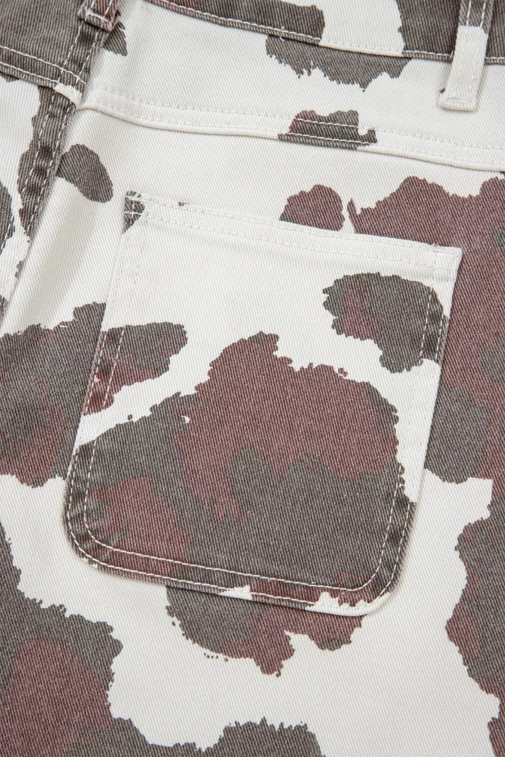 Cow Spots Printed Multi Pocketed Jeans Trendsi