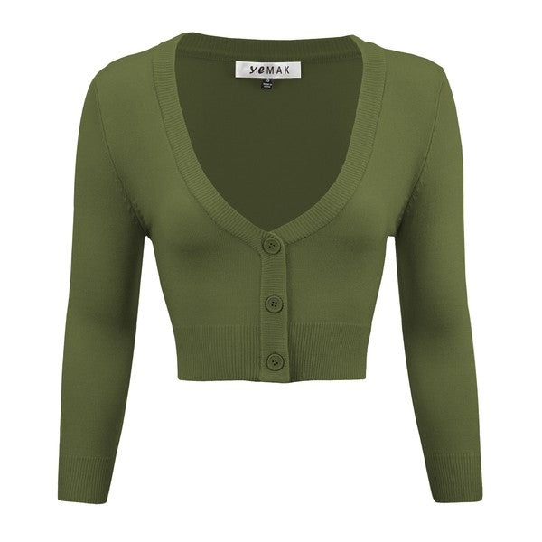 TEEK - Cropped Bolero 3/4 Sleeve Cardigan SWEATER TEEK FG Sage S 