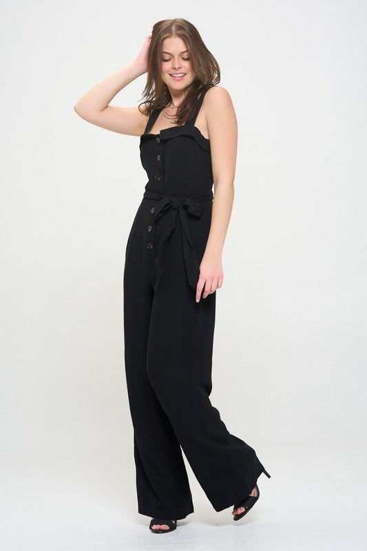 TEEK - PLUS SIZE SLEEVELESS ADJUSTABLE STRAP BUTTON JUMPSUIT JUMPSUIT TEEK FG   