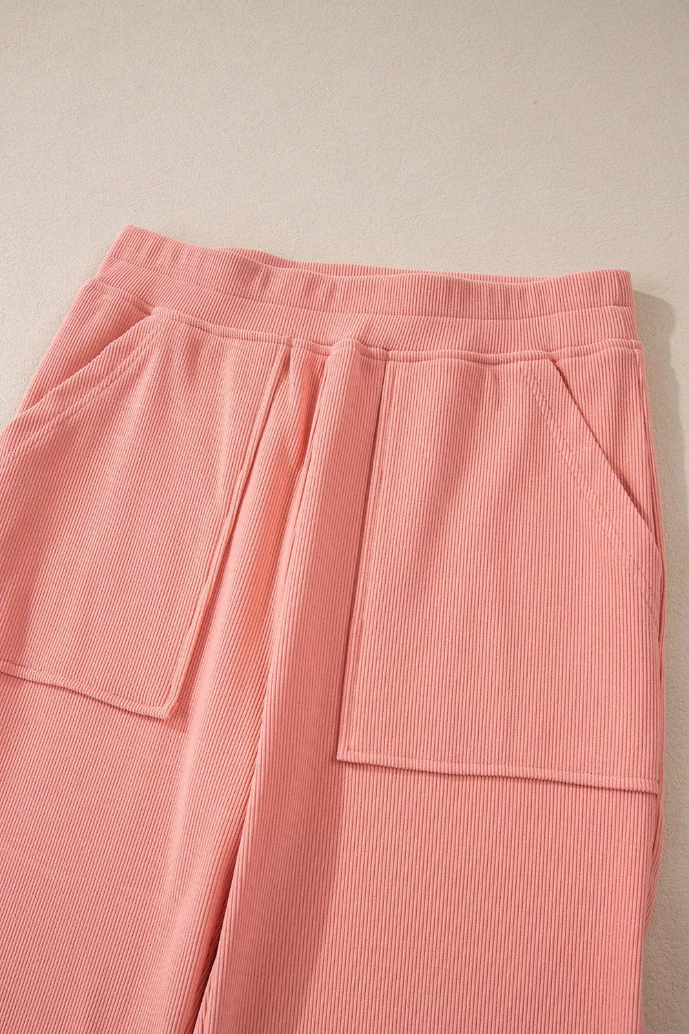 Ribbed Round Neck Top and Pants Set Trendsi