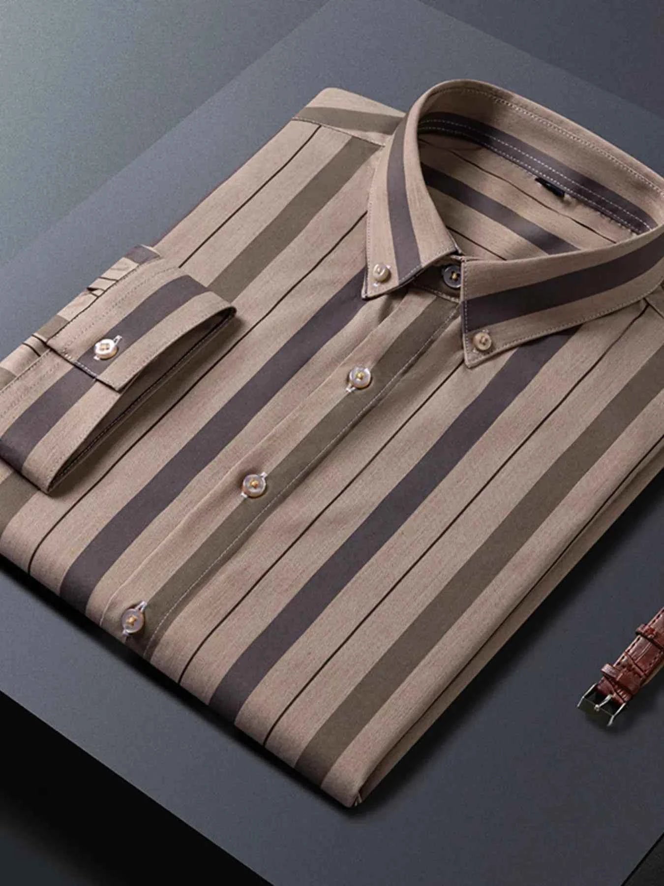 Men's Plus Size Striped Casual Half Sleeve Shirt Trendsi