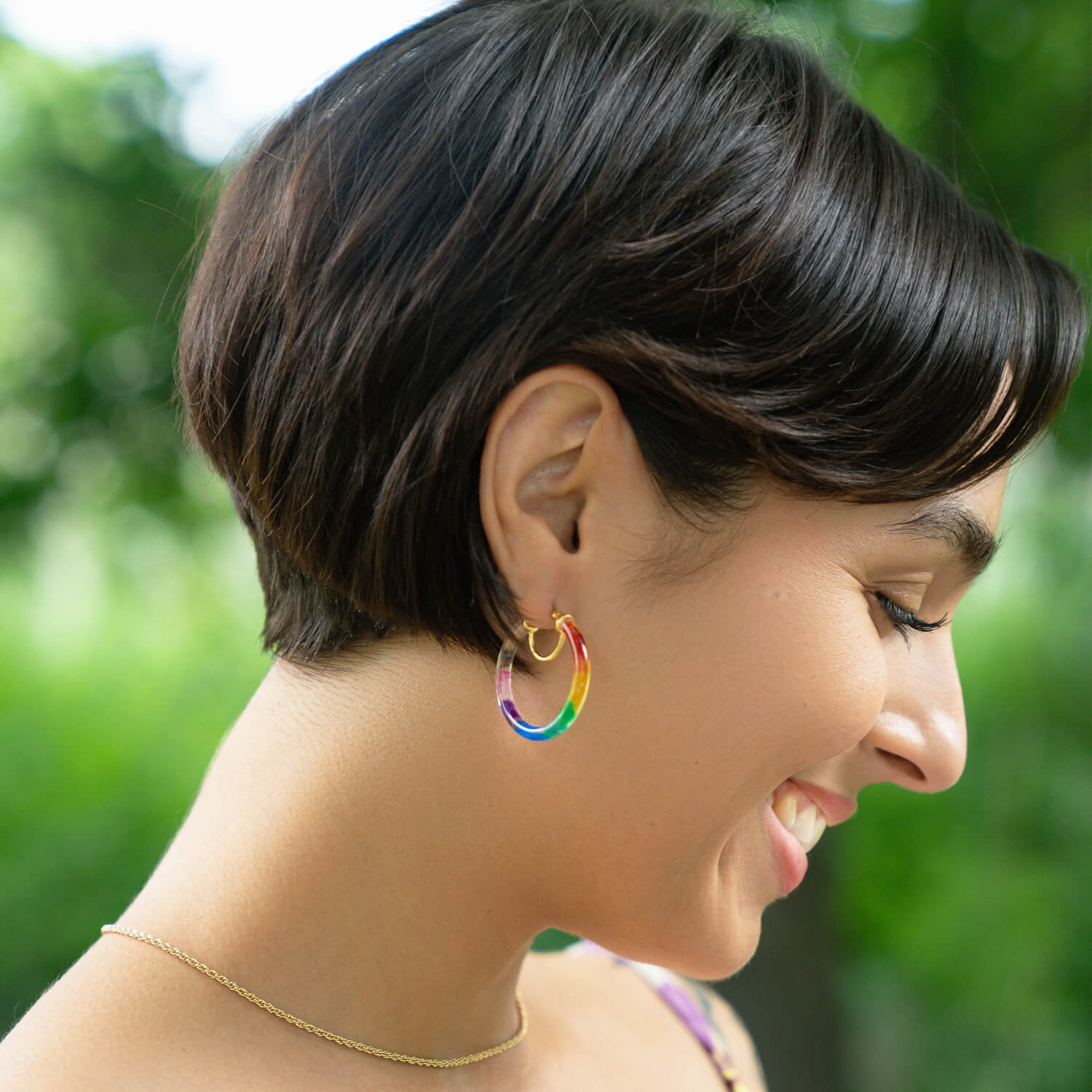 TEEK - PRIDE Rainbow Tie Dye Lucite Thin Hoops JEWELRY TEEK GNH