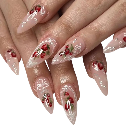 TEEK - 24pcs Romantic Decor False Almond Nails NAIL ART theteekdotcom