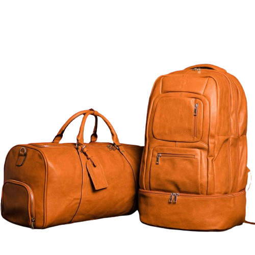 TEEK - Brown Tumbled Leather Signature Bag Set (Signature Backpack and Duffle Bag) BAG TEEK SP