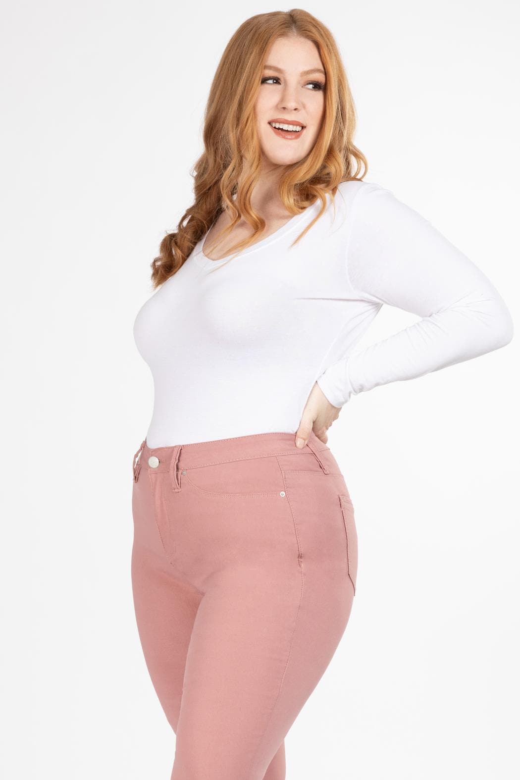 TEEK - Womens Plus Size Hyperstretch Tummy Control Skinny Pants - Rose Taupe PANTS TEEK YMJ