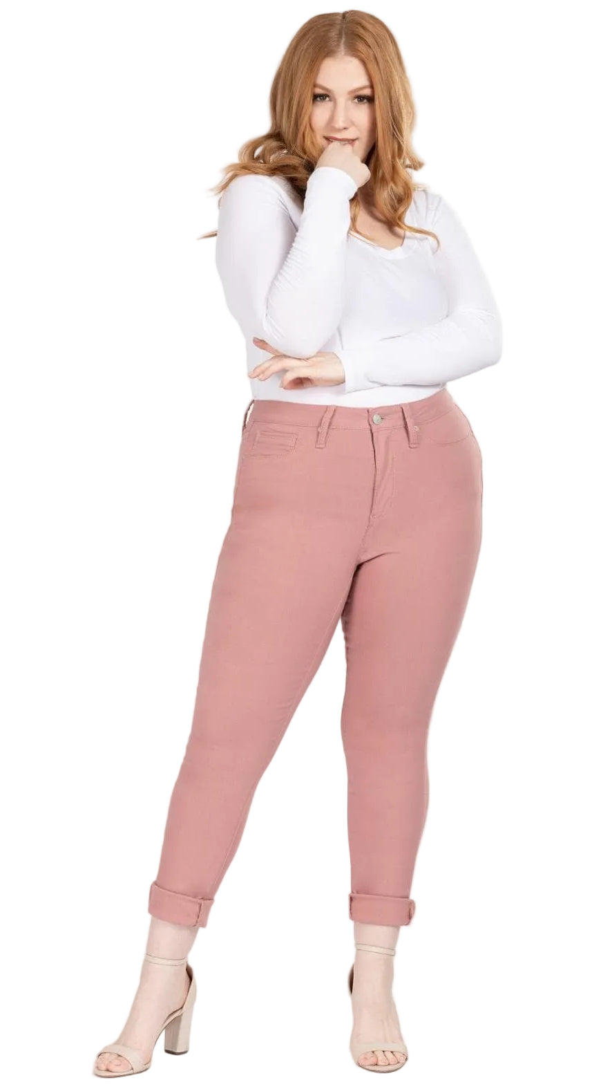 TEEK - Womens Plus Size Hyperstretch Tummy Control Skinny Pants - Rose Taupe PANTS TEEK YMJ Rose Taupe 14W