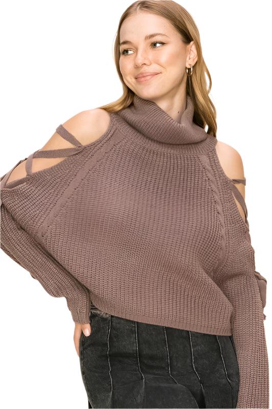 TEEK - Keep Me Close Light Brown Turtleneck Cropped Sweater SWEATER TEEK FG L.BROWN L