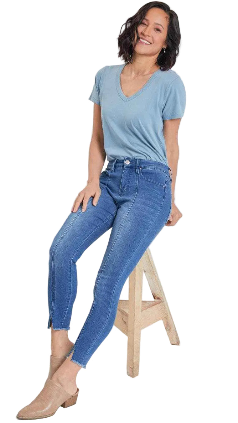 Women's High Rise Skinny With Front Seam and Slit Detail Lifestyle Collection Jeans