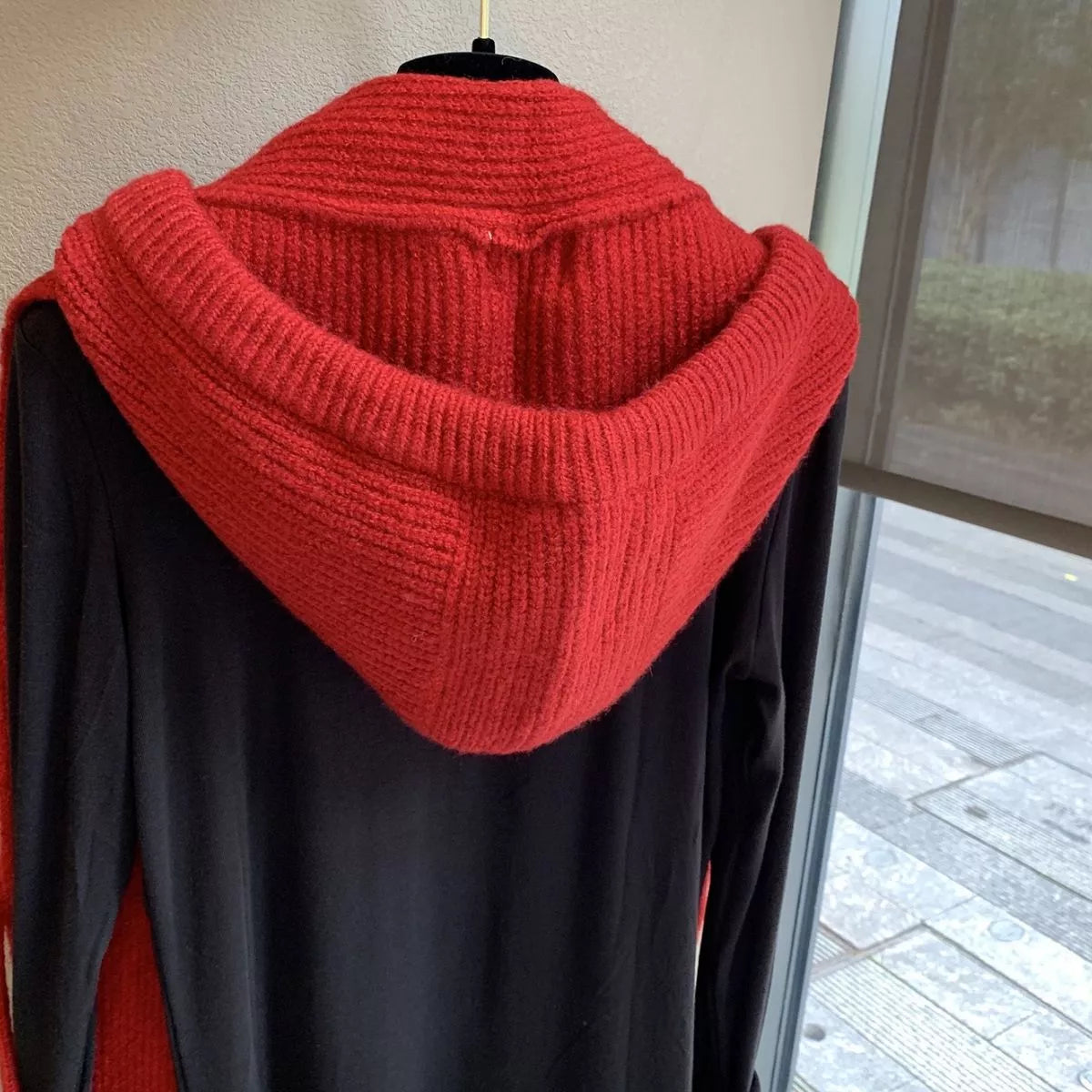 Cozy Knit Tie Scarf with Hooded Design Trendsi Red ONESIZE