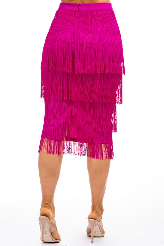 TEEK - FUCHSIA LONG FRINGE SKIRTS SKIRT TEEK FG   